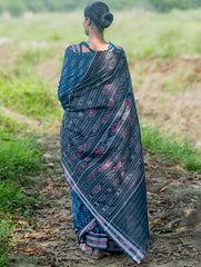 Sambalpuri Handwoven Ikat Soft Cotton Saree - Neel Nishith