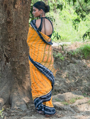 Sambalpuri Handwoven Ikat Soft Cotton Saree - Kanak Tarang