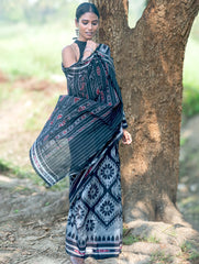 Sambalpuri Handwoven Ikat Soft Cotton Saree - Phool Bhag