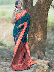 Sambalpuri Handwoven Ikat Soft Cotton Saree - Aranya Van