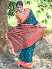 Sambalpuri Handwoven Ikat Soft Cotton Saree - Aranya Van