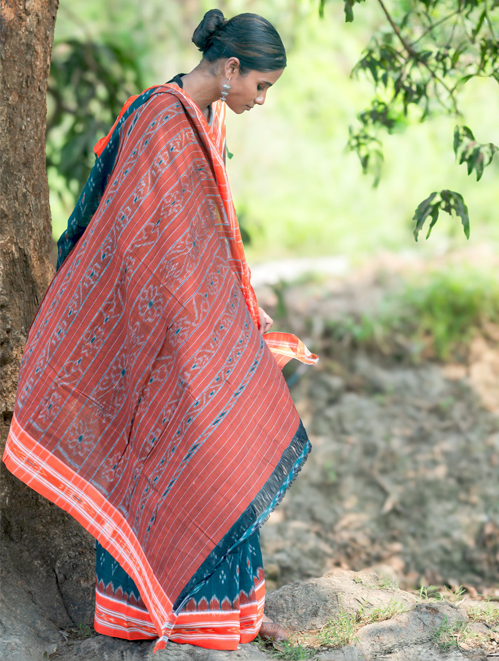 Sambalpuri Handwoven Ikat Soft Cotton Saree - Aranya Van