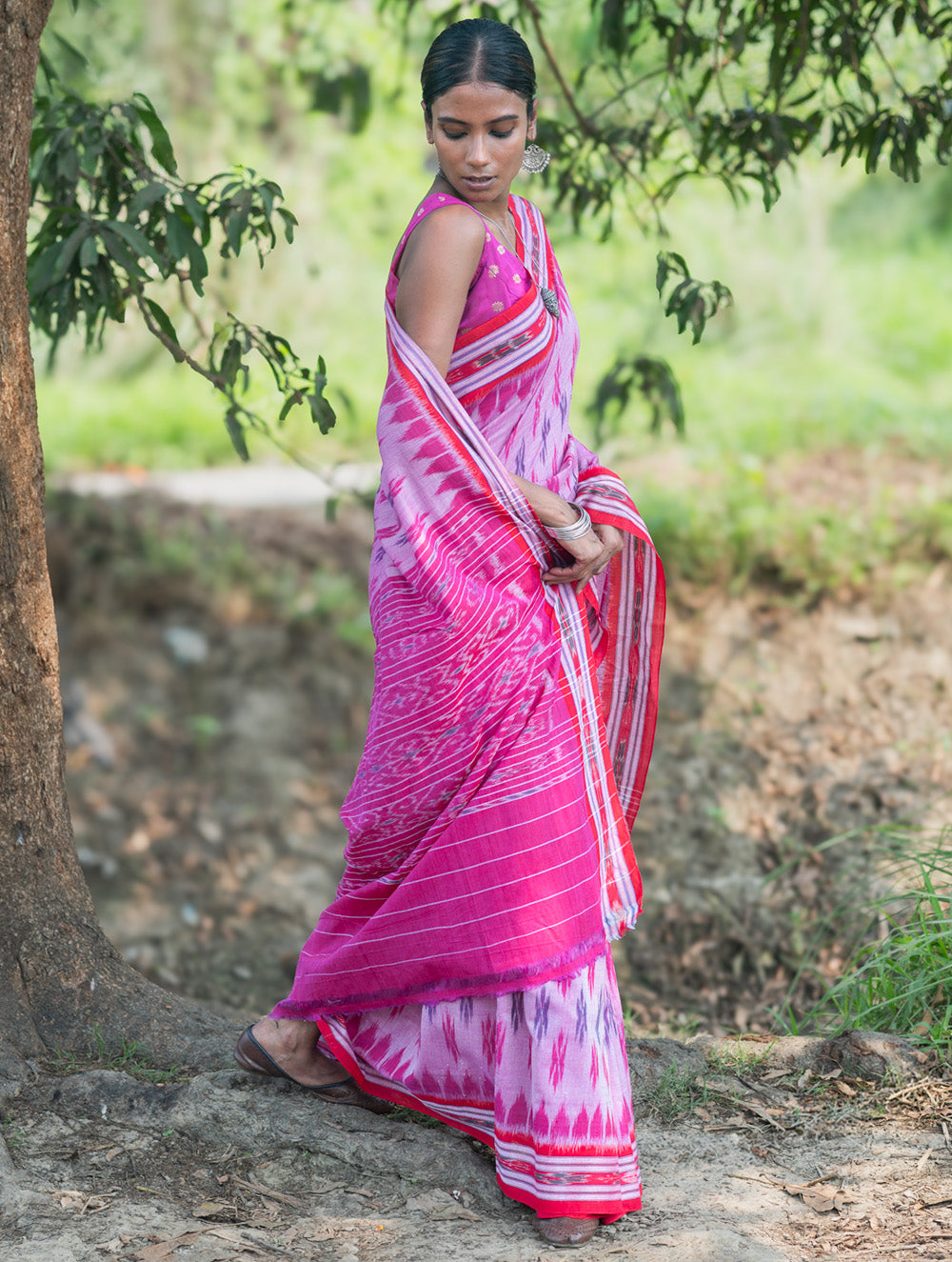 Sambalpuri Handwoven Ikat Soft Cotton Saree - Gul Bhag