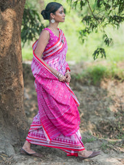 Sambalpuri Handwoven Ikat Soft Cotton Saree - Gul Bhag