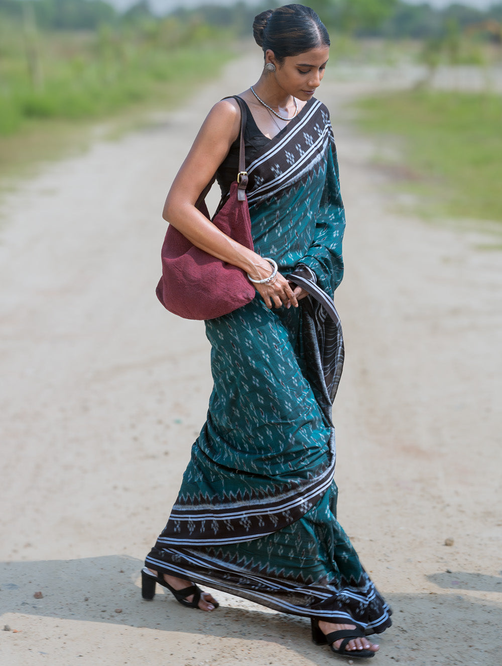 Sambalpuri Handwoven Ikat Soft Cotton Saree - Harit Tarang