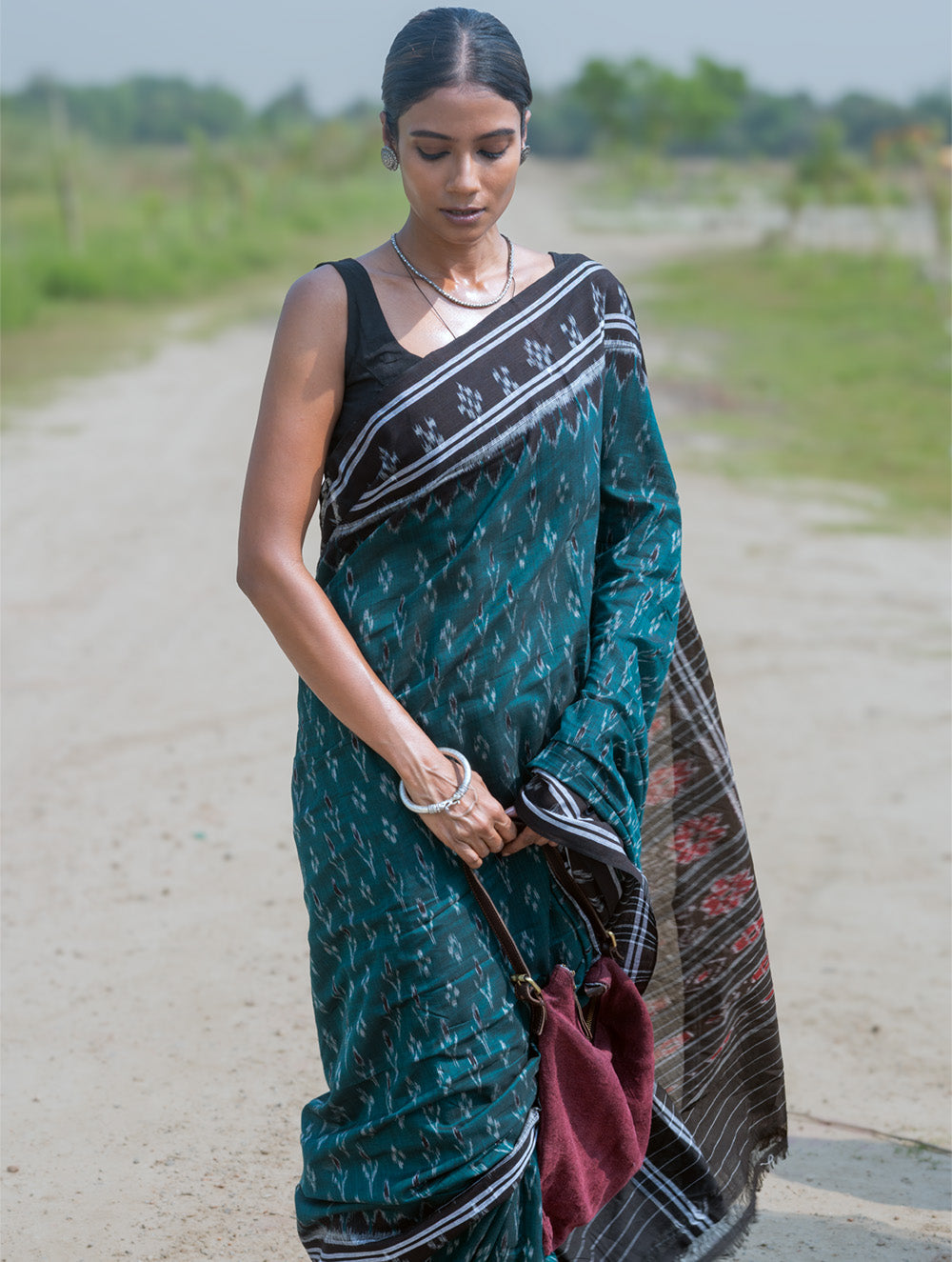 Sambalpuri Handwoven Ikat Soft Cotton Saree - Harit Tarang