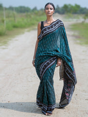 Sambalpuri Handwoven Ikat Soft Cotton Saree - Harit Tarang