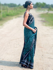 Sambalpuri Handwoven Ikat Soft Cotton Saree - Harit Tarang