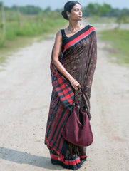 Sambalpuri Handwoven Ikat Soft Cotton Saree - Man Kasturi