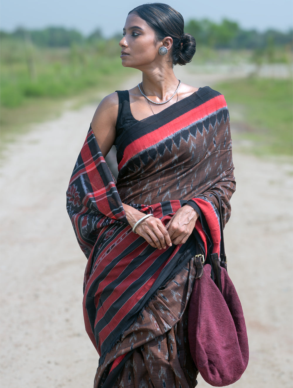 Sambalpuri Handwoven Ikat Soft Cotton Saree - Man Kasturi