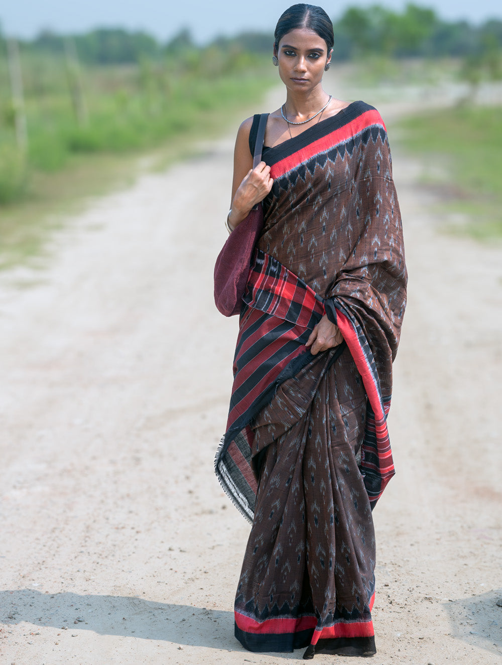 Sambalpuri Handwoven Ikat Soft Cotton Saree - Man Kasturi
