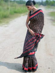 Sambalpuri Handwoven Ikat Soft Cotton Saree - Man Kasturi