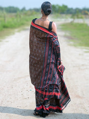 Sambalpuri Handwoven Ikat Soft Cotton Saree - Man Kasturi