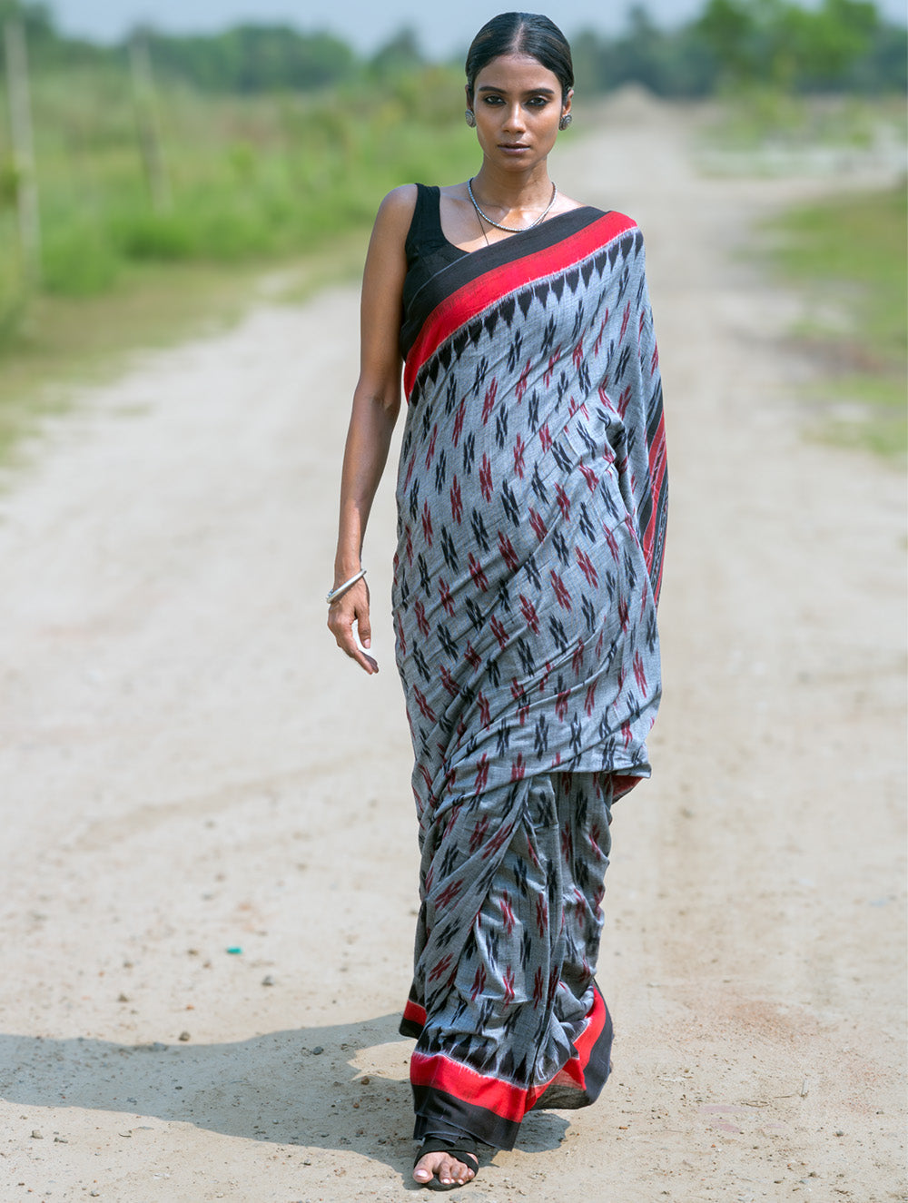 Sambalpuri Handwoven Ikat Soft Cotton Saree - Rudr Megh