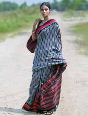 Sambalpuri Handwoven Ikat Soft Cotton Saree - Rudr Megh