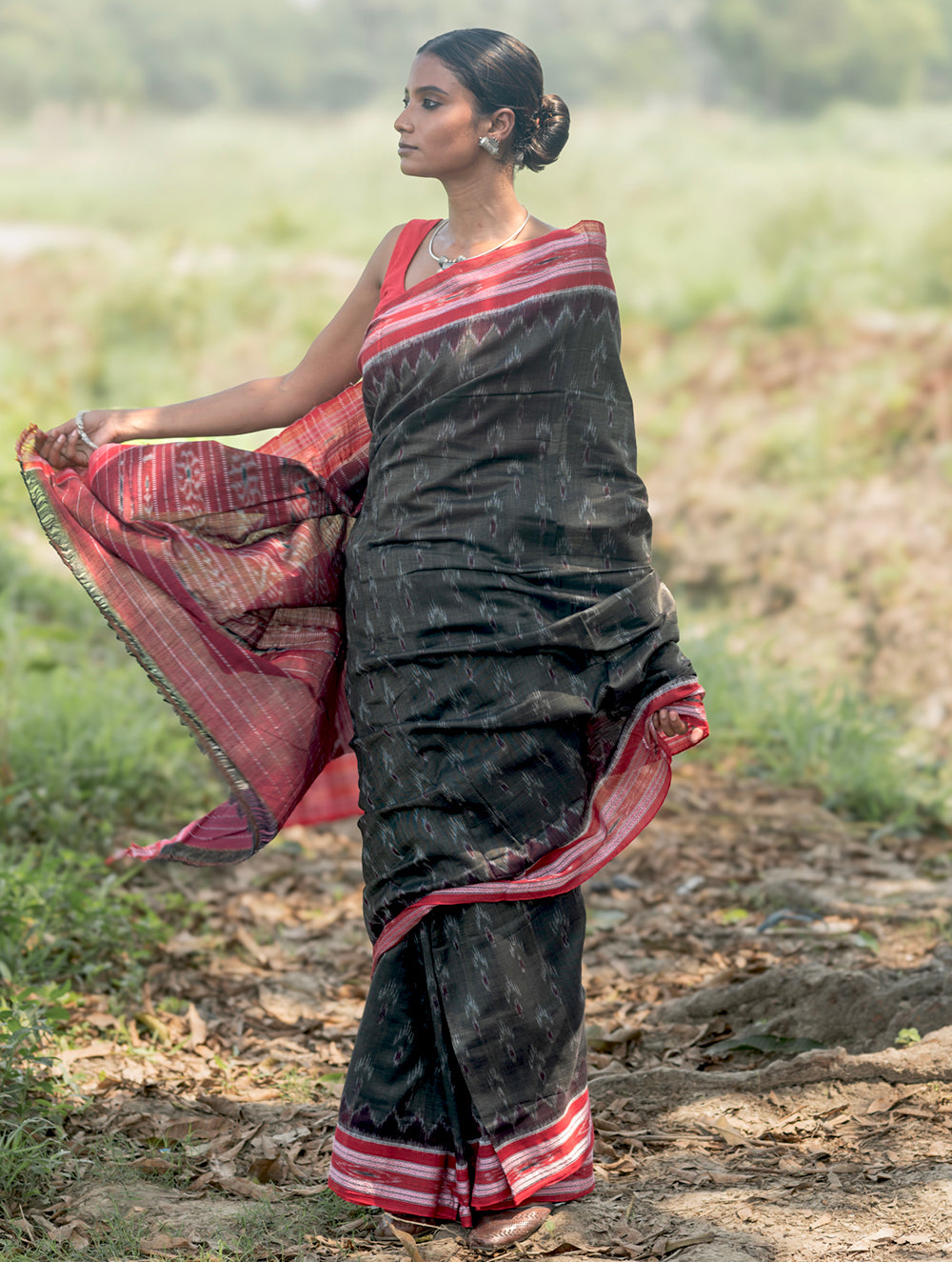 Sambalpuri Handwoven Ikat Soft Cotton Saree - Kansa Raag
