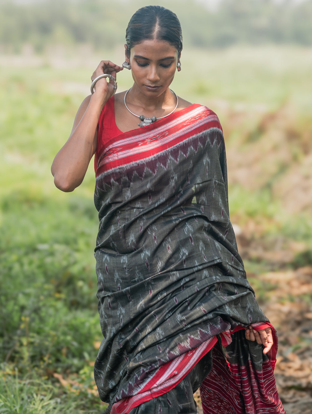 Sambalpuri Handwoven Ikat Soft Cotton Saree - Kansa Raag