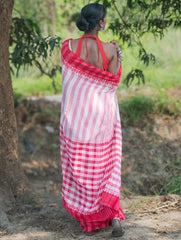 Bengal Weaves. Handwoven Cotton Saree - Lal Chakor