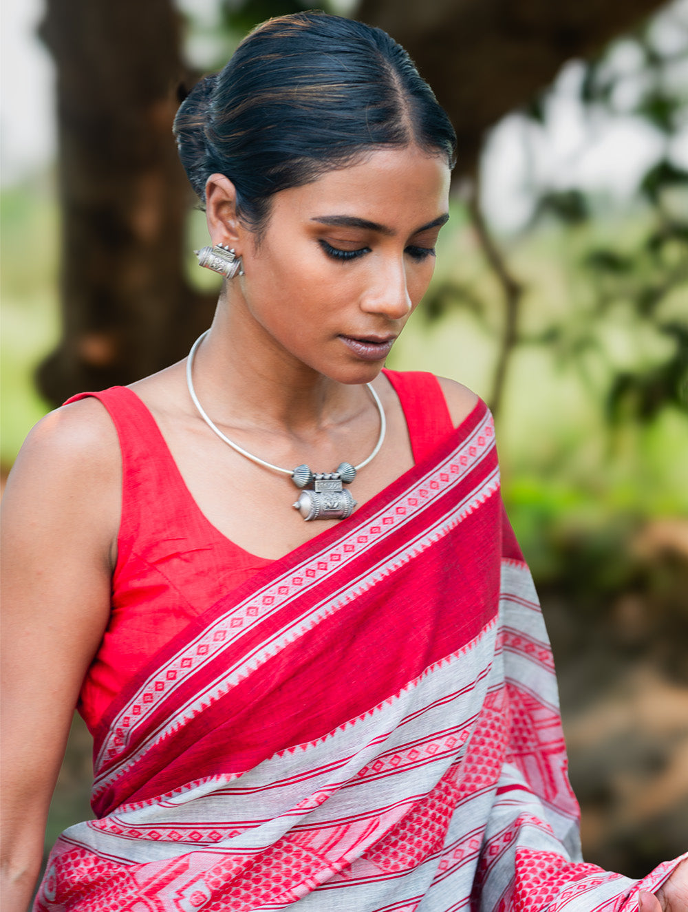Bengal Weaves. Handwoven Cotton Saree - Lal Chand