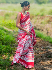 Bengal Weaves. Handwoven Cotton Saree - Lal Chand