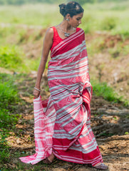 Bengal Weaves. Handwoven Cotton Saree - Lal Chand