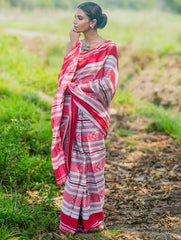 Bengal Weaves. Handwoven Cotton Saree - Lal Chand