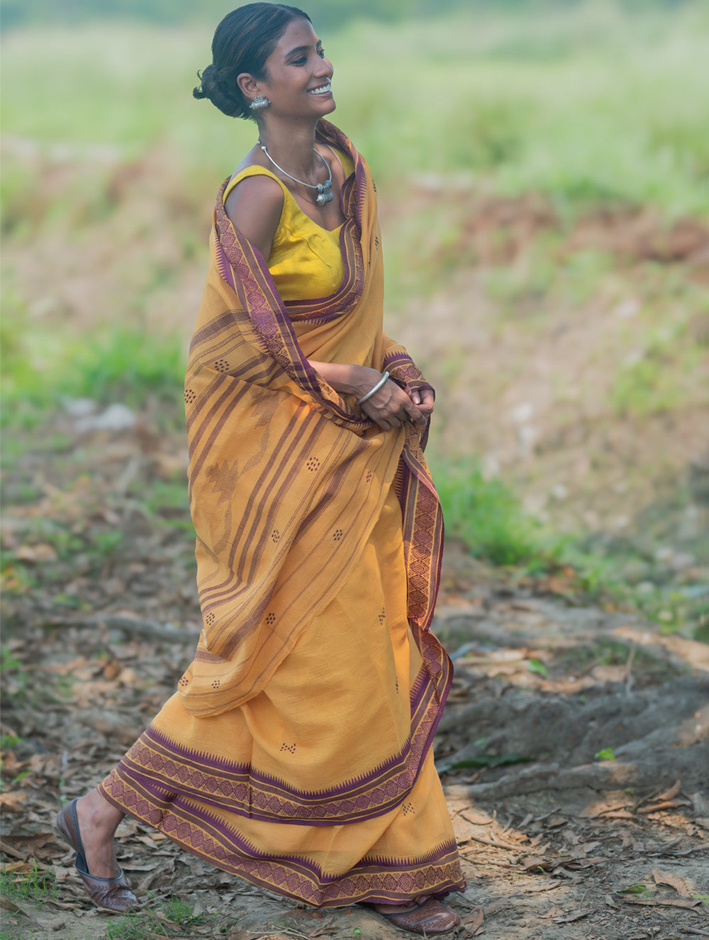Bengal Weaves. Handwoven Cotton Saree - Haldi Gatha