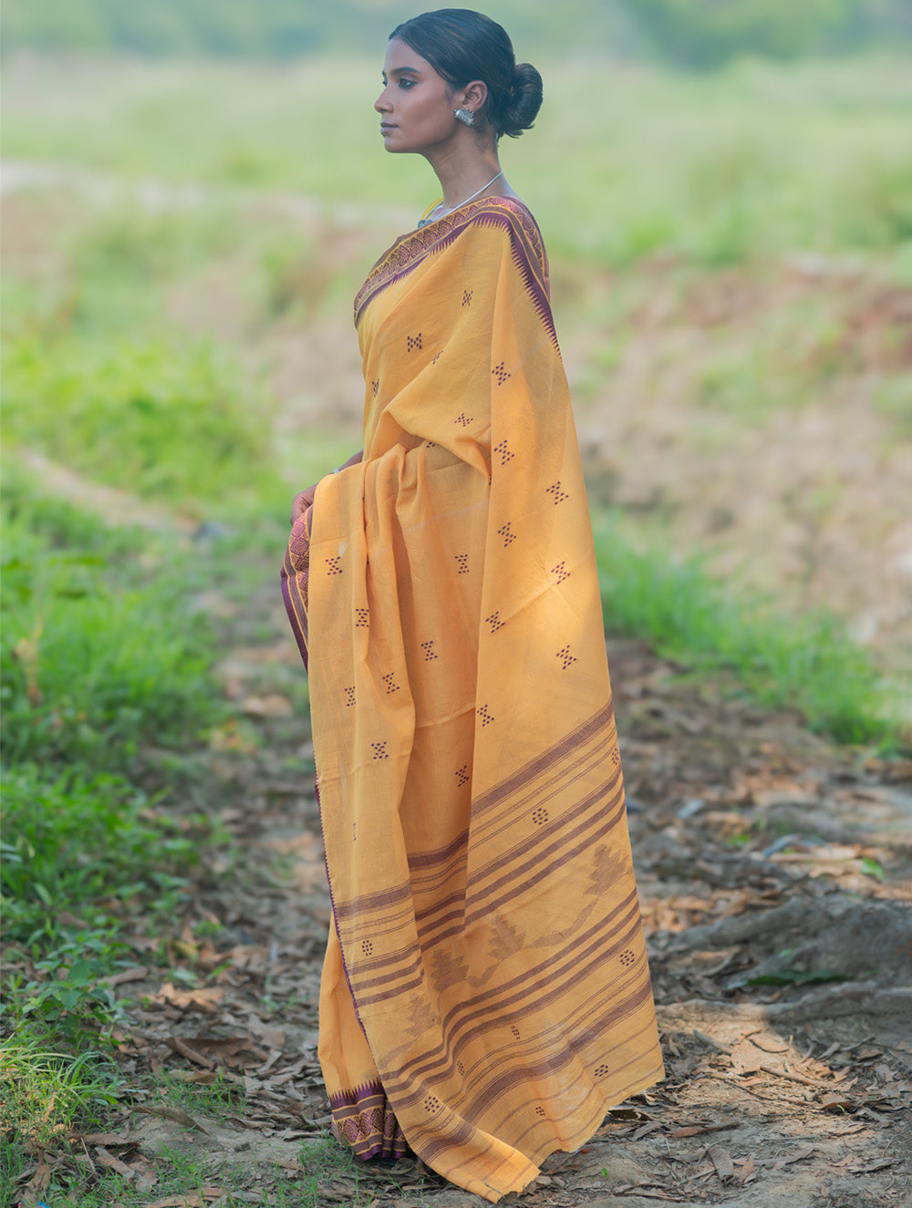 Bengal Weaves. Handwoven Cotton Saree - Haldi Gatha