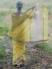 Bengal Weaves. Handwoven Cotton Saree - Haridra Rekh