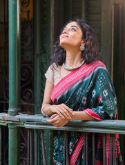 Sambalpuri Handwoven Ikat Soft Cotton Saree - Van Dhrshti
