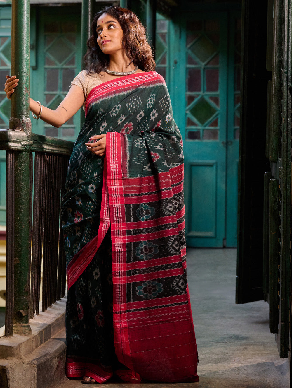 Sambalpuri Handwoven Ikat Soft Cotton Saree - Van Dhrshti