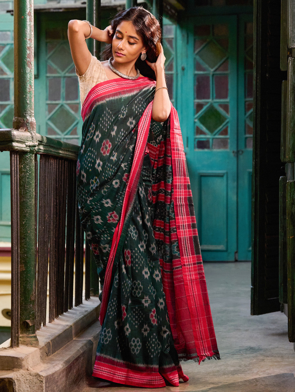 Sambalpuri Handwoven Ikat Soft Cotton Saree - Van Dhrshti