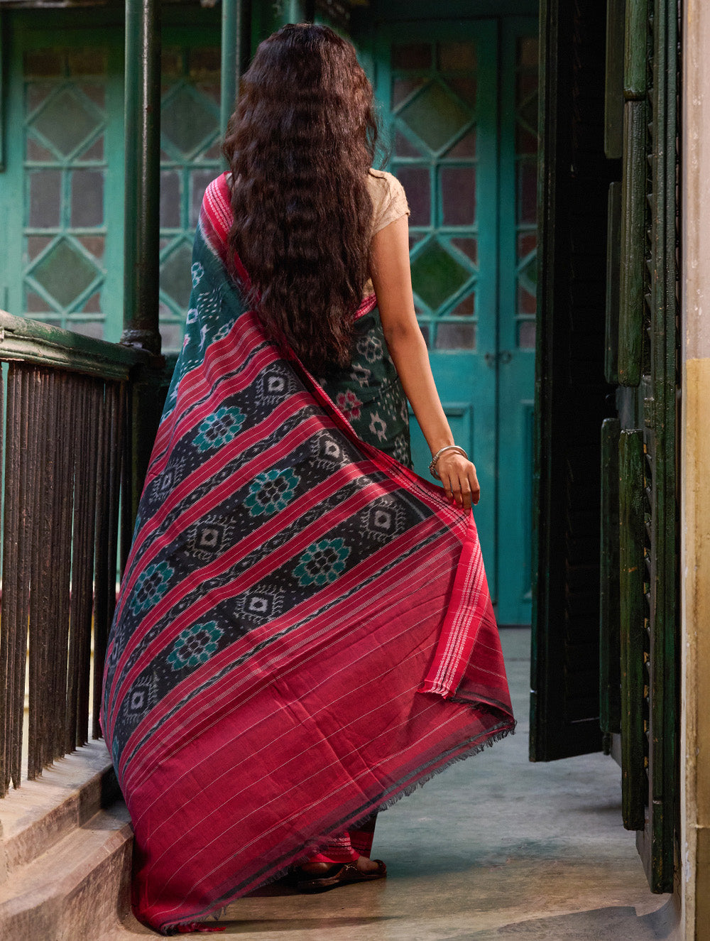 Sambalpuri Handwoven Ikat Soft Cotton Saree - Van Dhrshti