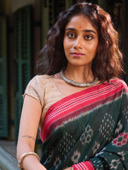 Sambalpuri Handwoven Ikat Soft Cotton Saree - Van Dhrshti