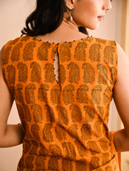 Cool Classics. Bagh Hand Block Printed Easy Dress - Yellow Paisley