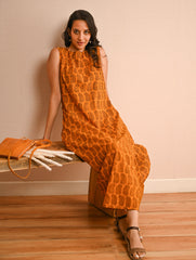 Cool Classics. Bagh Hand Block Printed Easy Dress - Yellow Paisley
