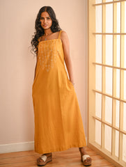 Cool Classics. Handwoven Kashida Pattu Strap Dress - Sunshine Straps