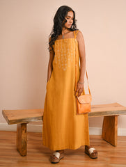 Cool Classics. Handwoven Kashida Pattu Strap Dress - Sunshine Straps