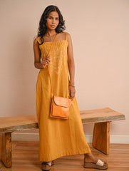 Cool Classics. Handwoven Kashida Pattu Strap Dress - Sunshine Straps