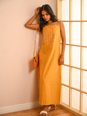 Cool Classics. Handwoven Kashida Pattu Strap Dress - Sunshine Straps