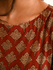 Cool Classics. Bagru Block Printed Easy Dress - Red Ornate