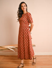 Cool Classics. Bagru Block Printed Easy Dress - Red Ornate