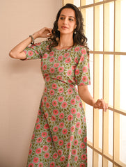 Cool Classics. Sanganer Hand Block Printed Easy Dress - Pink Daisy