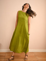 Cool Classics. Organic Handwoven Kala Cotton Easy Dress - Summer Lime