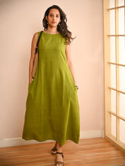 Cool Classics. Organic Handwoven Kala Cotton Easy Dress - Summer Lime