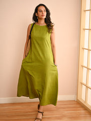 Cool Classics. Organic Handwoven Kala Cotton Easy Dress - Summer Lime