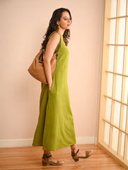 Cool Classics. Organic Handwoven Kala Cotton Easy Dress - Summer Lime
