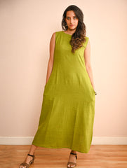 Cool Classics. Organic Handwoven Kala Cotton Easy Dress - Summer Lime