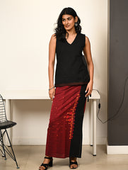 Work Chic. Handwoven Kashida Pattu Wrap Set - Black Vibrance