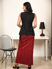 Work Chic. Handwoven Kashida Pattu Wrap Set - Black Vibrance
